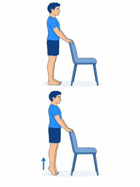 Calf raises exercise for plantar fasciitis - standing and toe-raise position