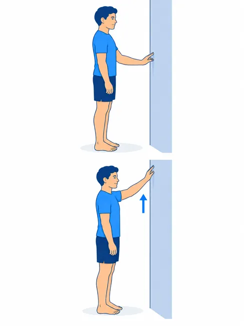 Finger wall walk exercise for frozen shoulder - starting and raised arm position