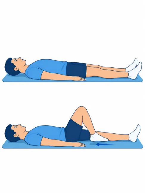 Heel slide exercise for knee osteoarthritis - starting and bent knee position