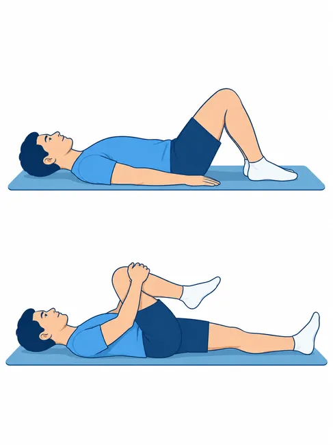 Single knee to chest stretch for sciatica and back pain - starting and stretch position