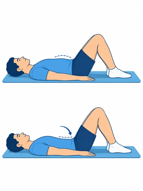 Pelvic tilt exercise for back pain and sciatica - neutral and flattened lower back position