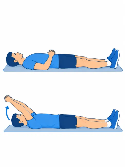 Pendulum swing exercise for frozen shoulder - leaning support and arm swing position