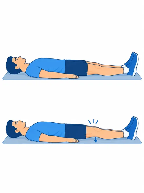 Quad set exercise for ACL rehabilitation - resting and knee-press position