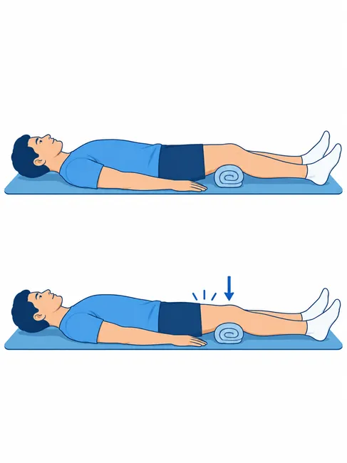Quad set isometric quadriceps exercise for knee osteoarthritis - resting and knee-press position