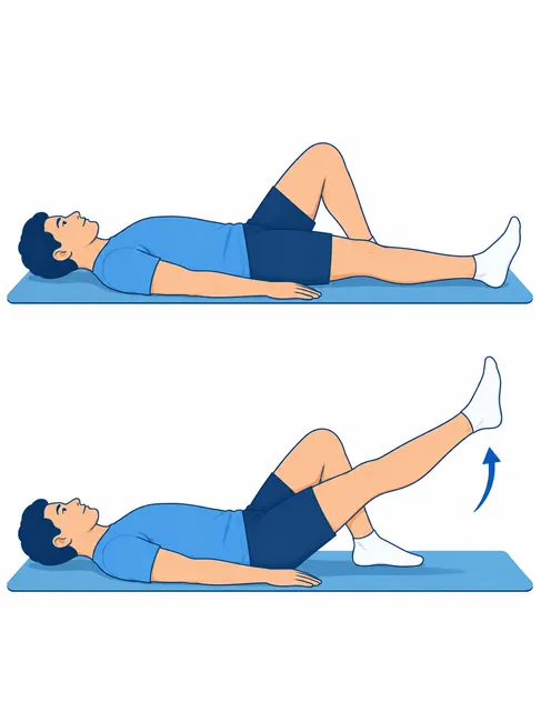 Straight leg raise exercise for knee osteoarthritis - starting and raised leg position