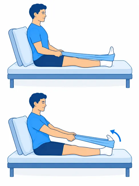 Towel stretch exercise for plantar fasciitis - seated and towel-pull position