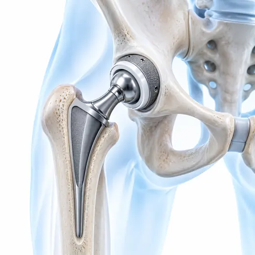 Total hip replacement implant illustration - Dr. Sumit Dubewar Secunderabad